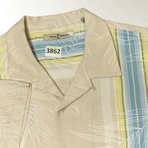 Tommy Bahama Yellow Tropical 100% Silk Short Sleeve Button Up Shirt Men Size XL